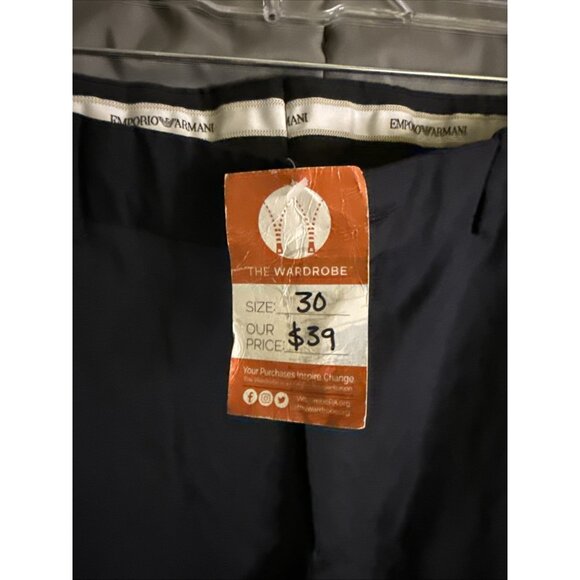 Emporio Armani Pants Womens 40 US size 6 Wool Blend Navy Blue Lowrise Slacks - Picture 2 of 12